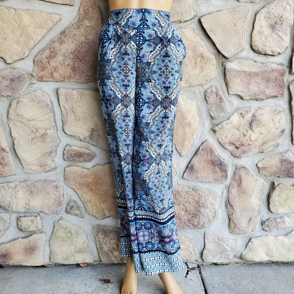 Blue Patterned Women's Pants